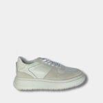 White Leather-Suede Low Top Sneaker